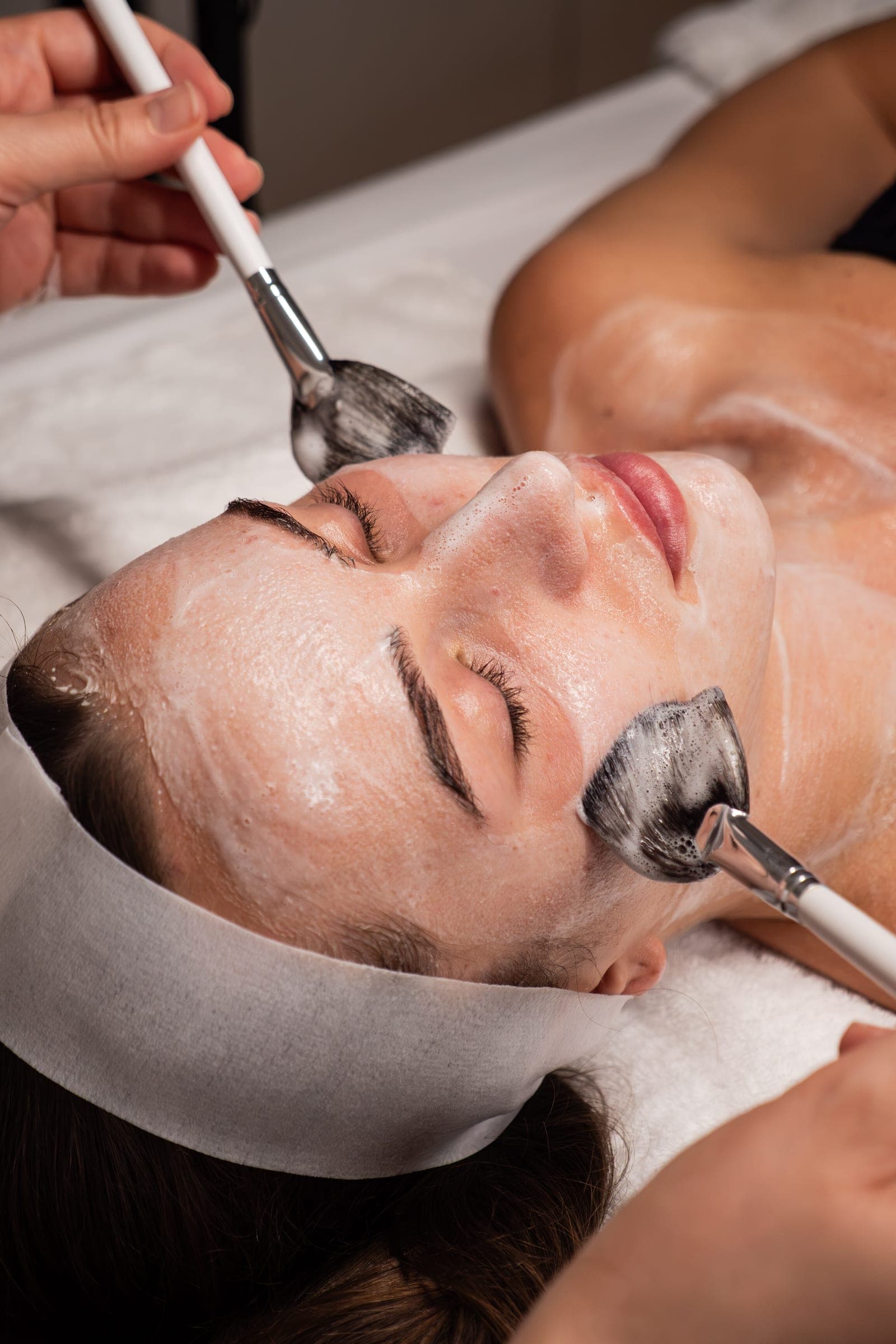 Masque application during a customized corrective facial at Skin Study Med Spa in Plano, TX